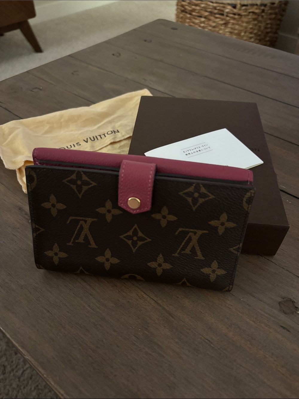 Louis Vuitton Monogram Continental Wallet with Bordeaux Trim